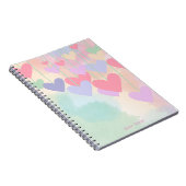 Harten Roze Groen Paarse Waterverf Gepersonaliseer Notitieboek (Rechterzijde)