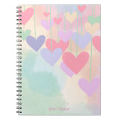 Harten Roze Groen Paarse Waterverf Gepersonaliseer Notitieboek (Voorkant)