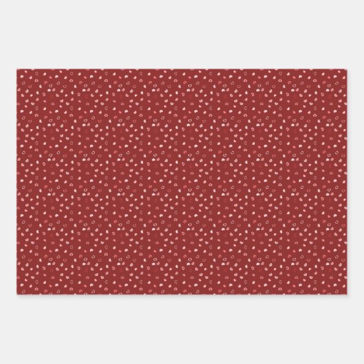 Harten - Roze op donkere rode Ombre Inpakpapier Vel (Voorkant)