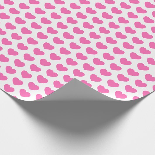 Harten, Roze op wit omslagpapier Cadeaupapier (Hoek)