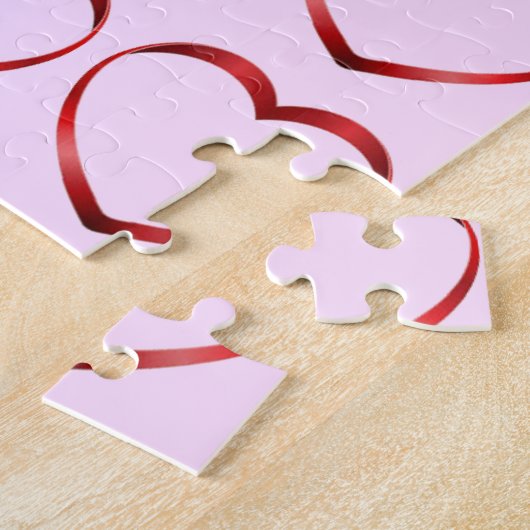 Harten roze puzzel legpuzzel (Zijkant)