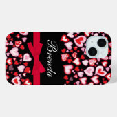 Harten roze roze en zwarte roze lint Case-Mate iPhone case (Achterkant (horizontaal))