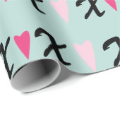 Harten roze X's en het patroon van het hart Cadeaupapier (Rol Hoek)