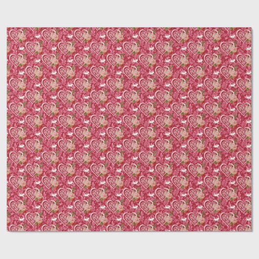 Harten Rozen Cupido Cadeaupapier (Vlak)