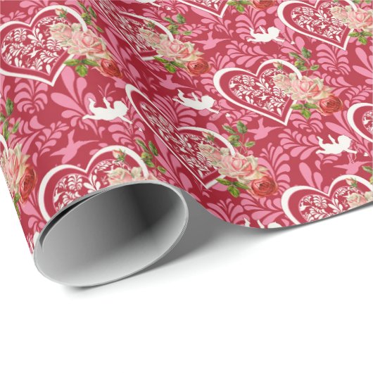 Harten Rozen Cupido Cadeaupapier (Rol Hoek)