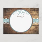 Harten Rustic Wood Blue Save the Date Briefkaarten (Achterkant)