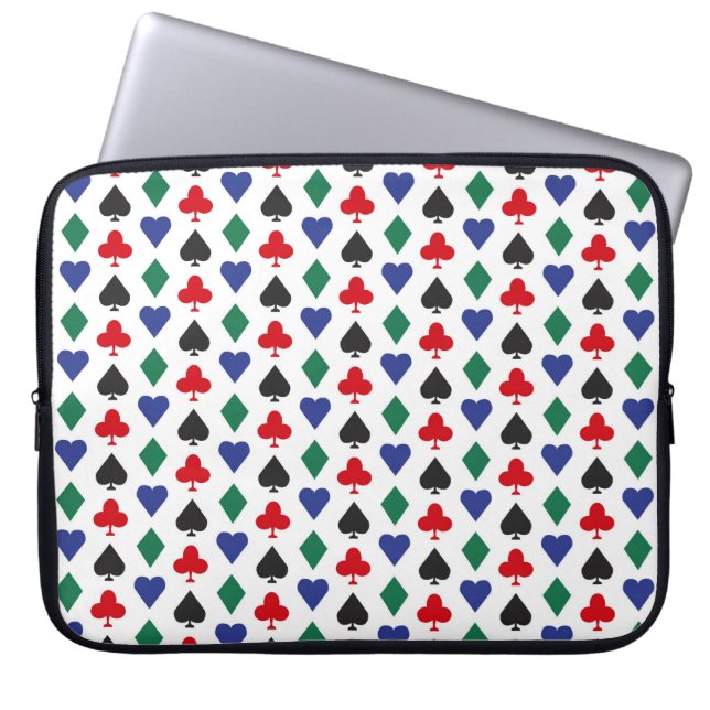 HARTEN SCHOPPEN KLAVEREN RUITEN RIJEN LAPTOP SLEEVE (Voorkant)