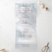 Harten Script Sneeuwvlokken Wintertrouw Drieluik Uitnodiging (Binnen)