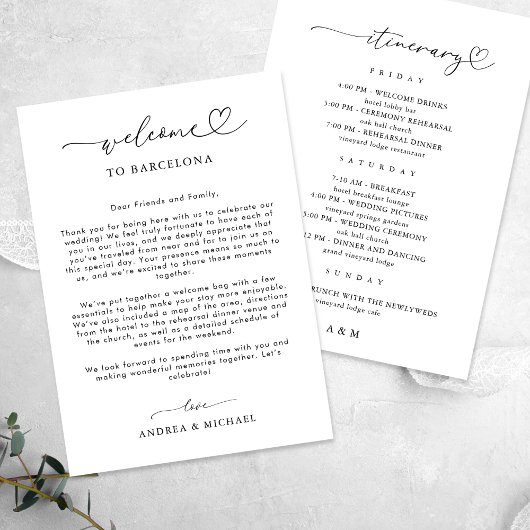 Harten Script Trouw Welkom Brief Itinerariumkaart Kaart