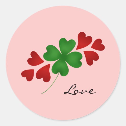 Harten shamrocks romance ronde sticker (Voorkant)