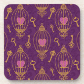 Harten-sleutels-patroon Bier Onderzetter (Voorkant)