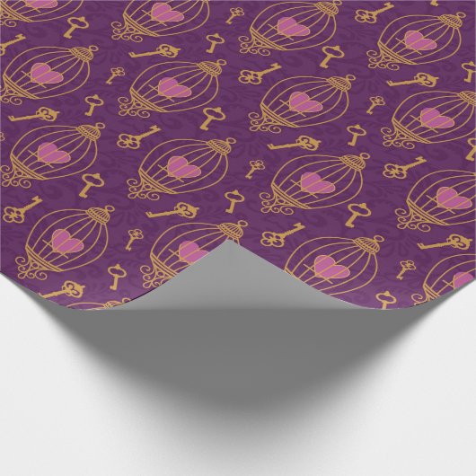 Harten-sleutels-patroon Cadeaupapier (Hoek)