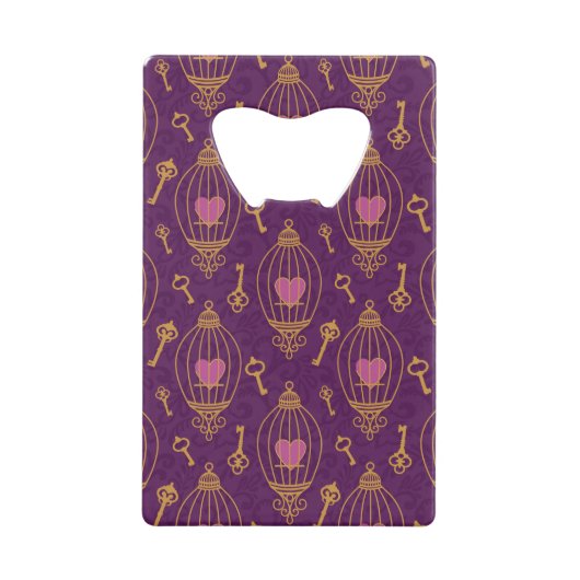 Harten-sleutels-patroon Creditkaart Flessenopener (Voorkant)