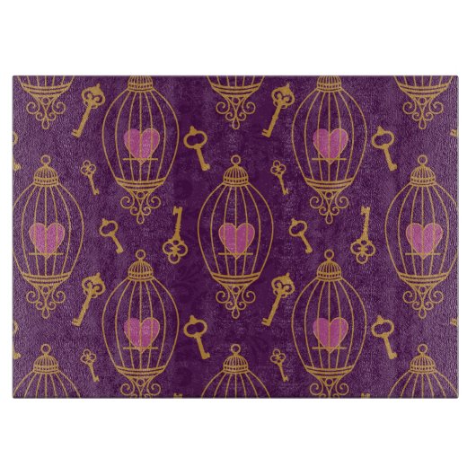 Harten-sleutels-patroon Snijplank (Voorkant)