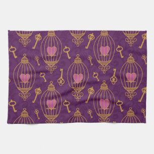 Harten-sleutels-patroon Theedoek