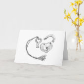 Harten slot & sleutel wenskaart kaart (Gele Bloem)