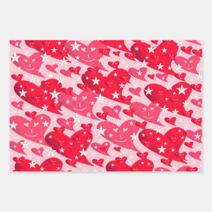 harten, smilie, kerstpapier, winter+patte, merrie inpakpapier vel