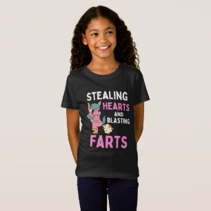 Harten stelen en scheten scheten Kinder eenhoorn T-shirt