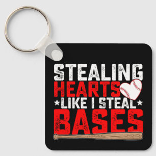 Harten stelen zoals ik honkbal steel sleutelhanger