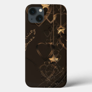Harten & Sterren-Chocolade & Gouden iPad Mini Hoes