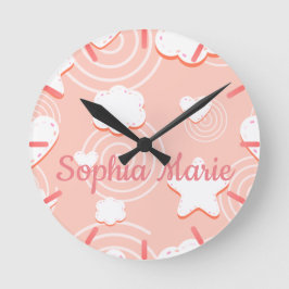 Harten, sterren en zwenken van roze bries ronde klok