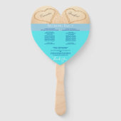 Harten Strand Bruiloftsceremonieprogramma Lichtbla Handwaaier (Achterkant)