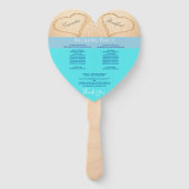 Harten Strand Trouwceremonie programma Lichtblauw Handwaaier (Achterkant)