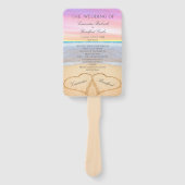 Harten  Strandhuwelijksceremonieprogramma Roze Paa Handwaaier (Voorkant)