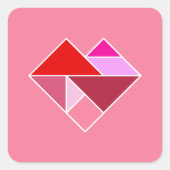 Harten Tangram Vierkante Sticker (Voorkant)