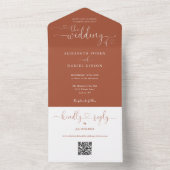 Harten Terracotta QR Code Trouwscript All In One Uitnodiging (Binnen)