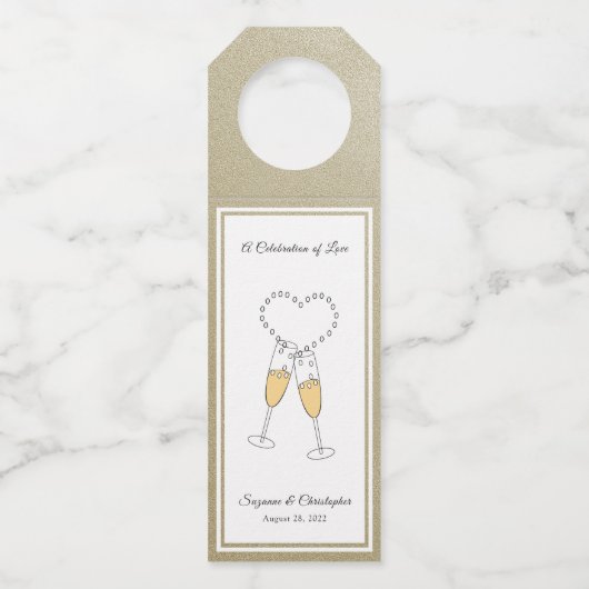 Harten Toast Gouden Fles Hangerlabel Flessenhanger (Voorkant)