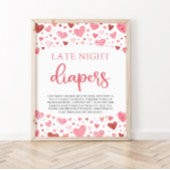 Harten Valentijn Late Night Luiers Baby shower Poster