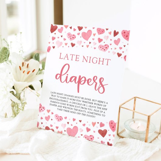 Harten Valentijn Late Night Luiers Baby shower Reclamebord Met Voetstuk