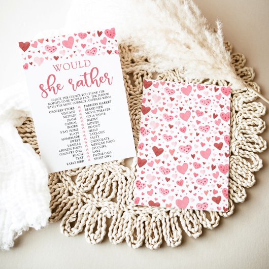 Harten Valentijn Zou Ze Liever Baby Shower Spel Kaart