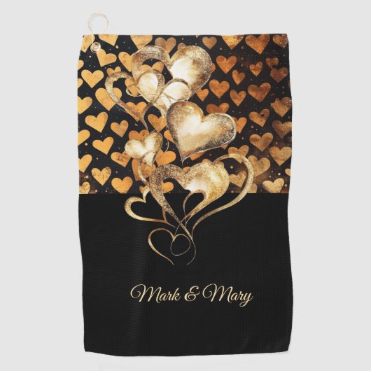 Harten van golfer voor bruiloft Valentijnsdag Golfhanddoek (Voorkant)