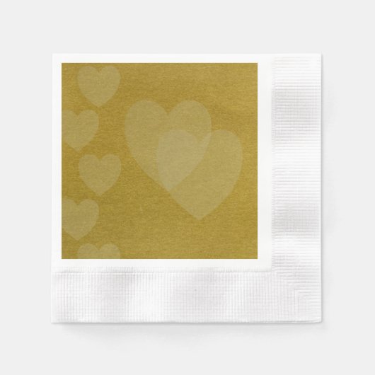 Harten van gouden papieren servetten (Voorkant)