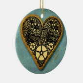 Harten van goudtandwielen  met steampunk keramisch ornament (Rechts)