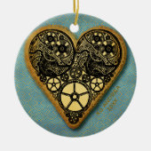 Harten van goudtandwielen  met steampunk keramisch ornament (Voorkant)