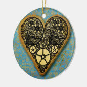 Harten van goudtandwielen  met steampunk keramisch ornament (Links)