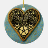 Harten van goudtandwielen  met steampunk keramisch ornament (Achterkant)