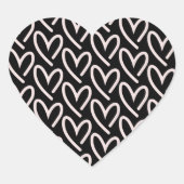 Harten van Harten Roze met Zwarte Achtergrond Hart Sticker (Voorkant)