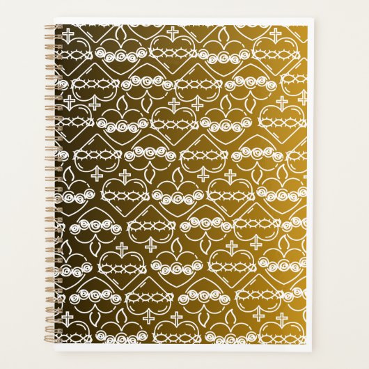 Harten van Jezus en Maria Zwart en Goud Patroon Planner (Voorkant)