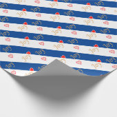 Harten van Joy op Royal Blue & White Wrapping Pape Cadeaupapier (Hoek)
