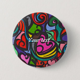 Harten van kleurenknoop (voeg jouw tekst toe) ronde button 5,7 cm