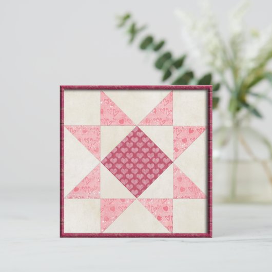 Harten van liefdesquilt kaart (Staand voorkant)