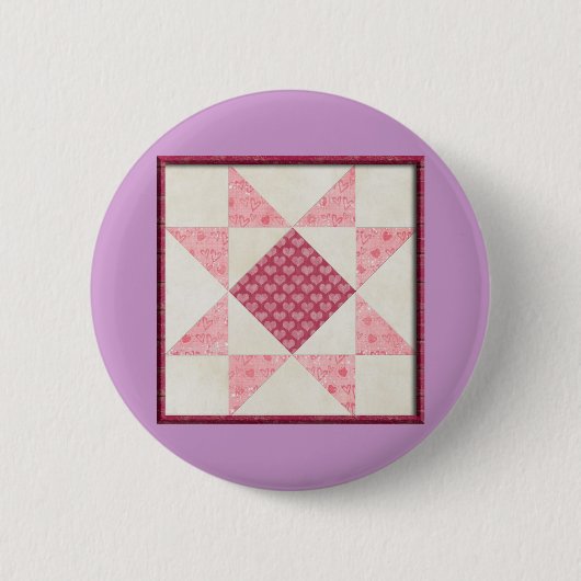 Harten van liefdesquilt ronde button 5,7 cm (Voorkant)