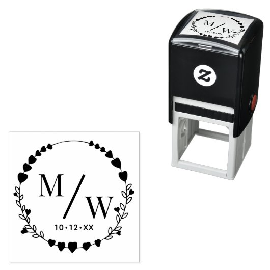 Harten van Paar 2 Initiaal Monogram Diag Spacer D Zelfinktende Stempel (In situ)