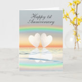 Harten van papier 1e trouwdag kaart (Gele Bloem)