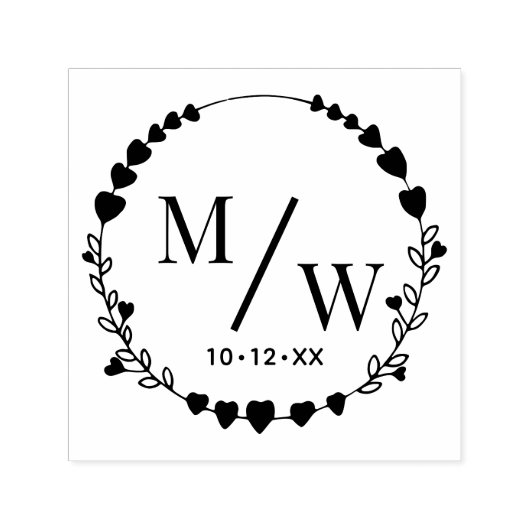 Harten van stel 2 Initieel Monogram Diag Afstandho Zelfinktende Stempel (Design)