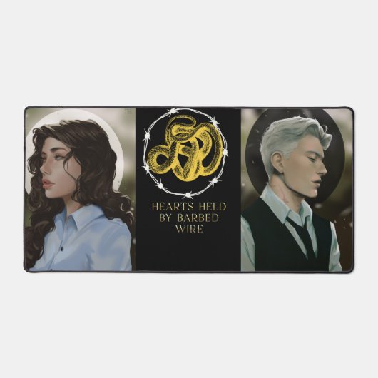 Harten vastgehouden door prikkeldraad computer mat (Voorkant)